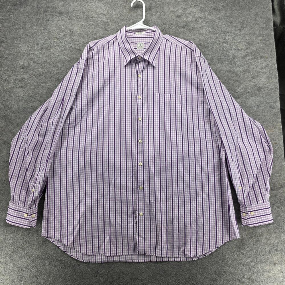 Peter Millar Shirt Mens 2XL Purple Pink Check Plaid Long Sleeve Button Front